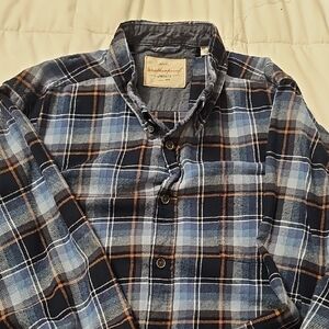 Weatherproof Men's Navy and Light Blue Plaid Shirt
